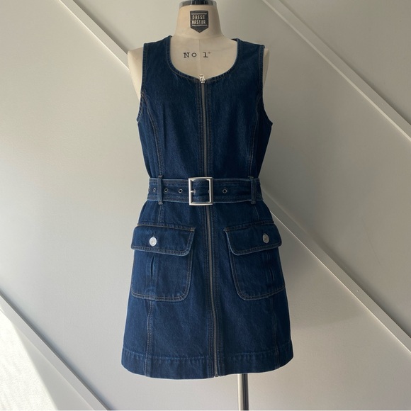 Redone 60s Belted Denim Mini Dress - S - Picture 4 of 15